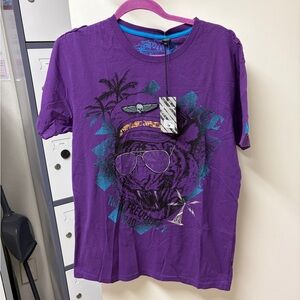 Y2k Micros Purple Tee Graphic Design Stitching medium